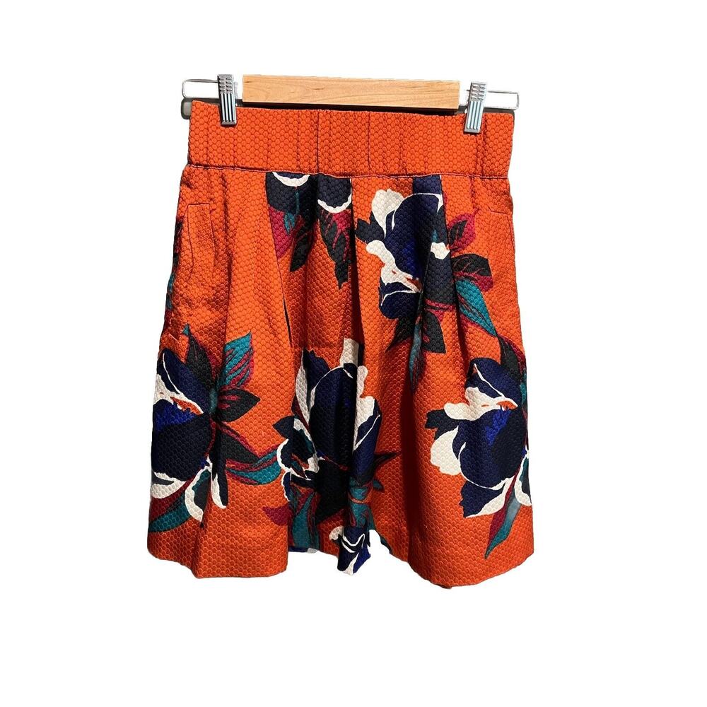 Maeve Anthropologie Floral Flared Mini Skirt Orange Multicolor Size 4